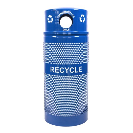 Ex-Cell Kaiser 34-Gal. Receptacle W/ Dome Top - Steel, Recycle Blue Gloss RC-34R DM CANS RBL
